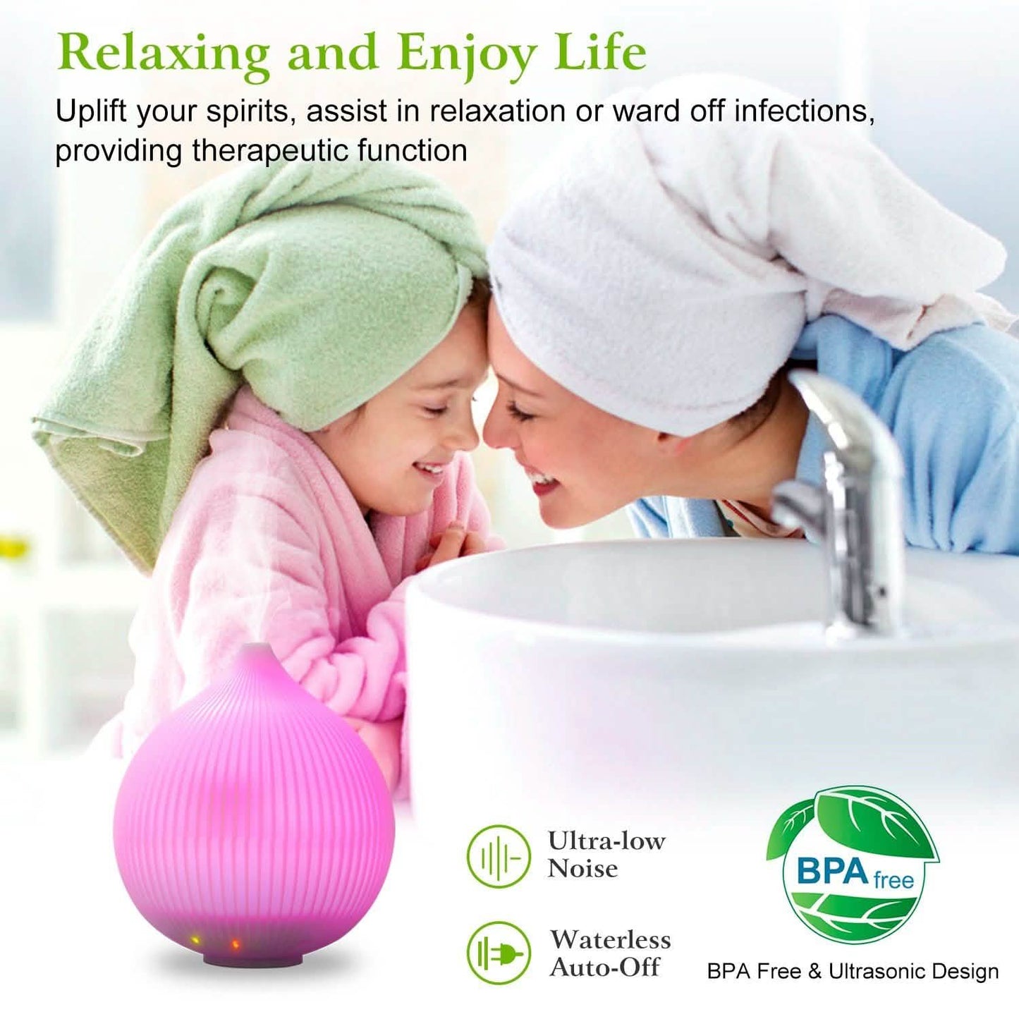 330ml Cool Mist Humidifier with 7 Color LED Lights Health & Wellness - Tophatter Daily Deals