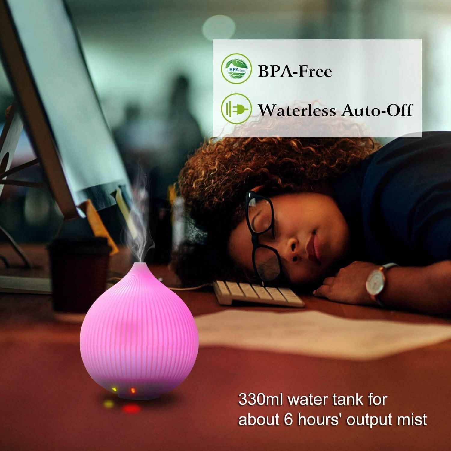 330ml Cool Mist Humidifier with 7 Color LED Lights Health & Wellness - Tophatter Daily Deals