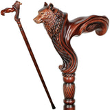 Wolf: Artisan Intricate Detail Hand-Carved Walking Cane Hand Carved Artisan - Tophatter Daily Deals