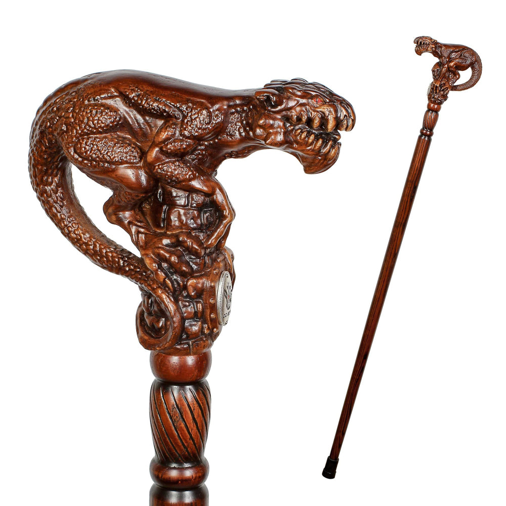 Swamp Monster: Artisan Intricate Handcarved Walking Cane Hand Carved Artisan - Tophatter Daily Deals