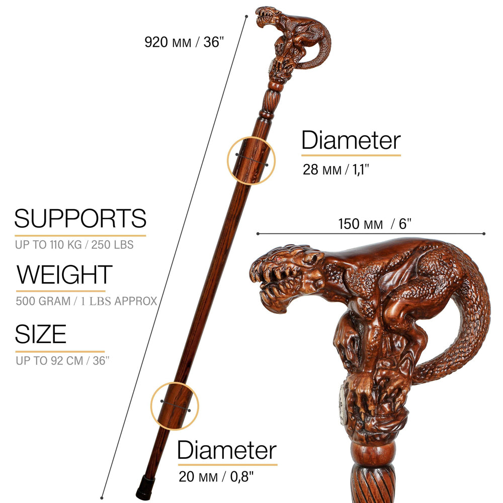 Swamp Monster: Artisan Intricate Handcarved Walking Cane Hand Carved Artisan - Tophatter Daily Deals