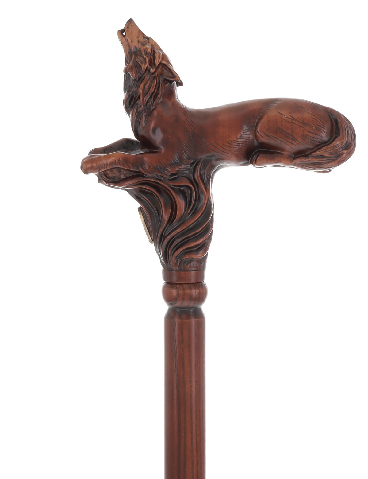 Howling Wolf Artisan Intricate Hand-Carved Walking Cane Hand Carved Artisan - Tophatter Daily Deals
