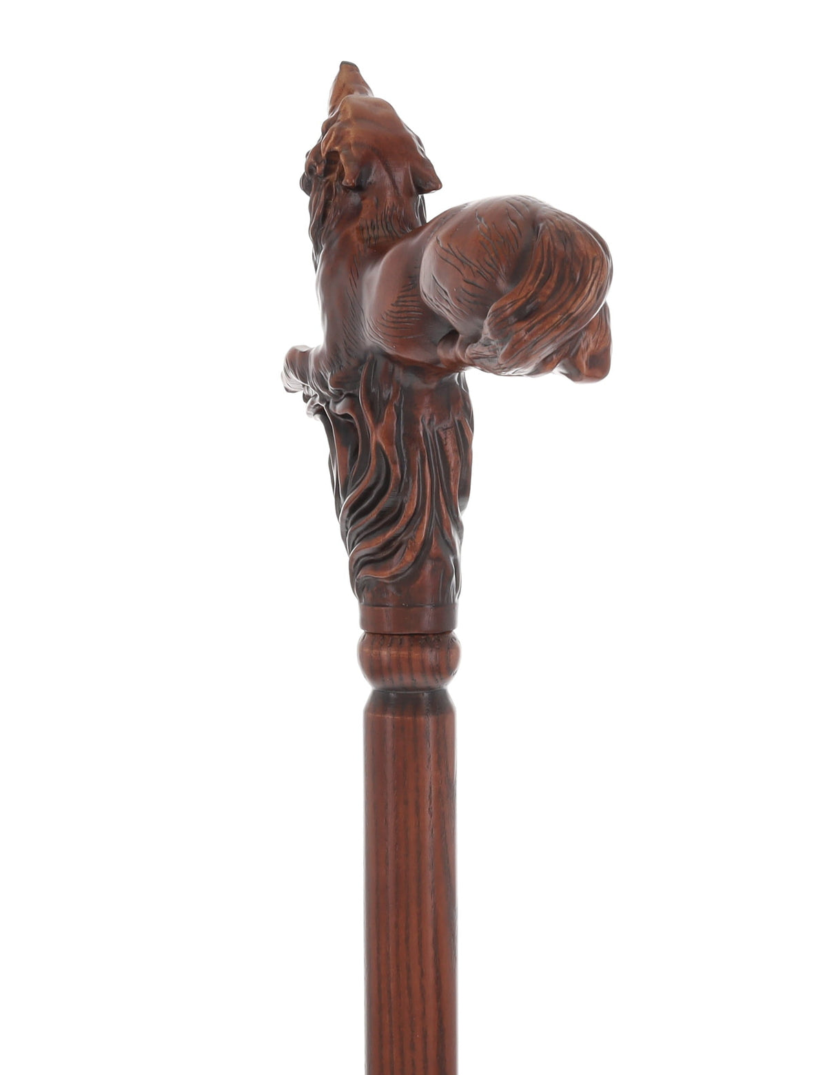 Howling Wolf Artisan Intricate Hand-Carved Walking Cane Hand Carved Artisan - Tophatter Daily Deals