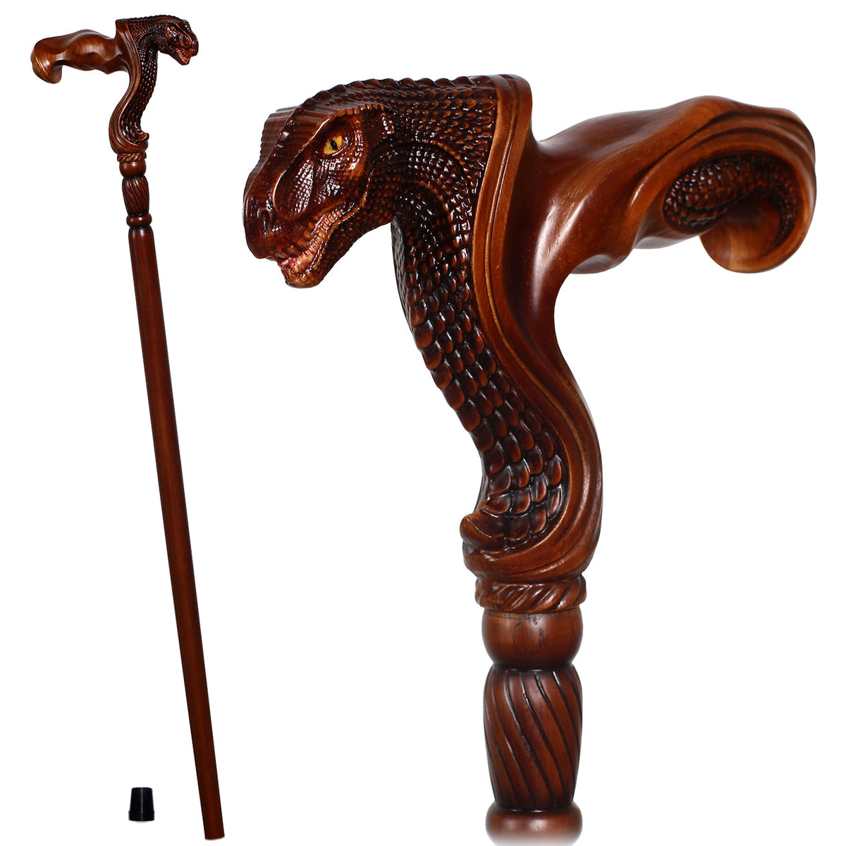 T-Rex Dinosaur: Intricate Hand-Carved, Ergonomic Grip Cane Hand Carved Artisan - Tophatter Daily Deals