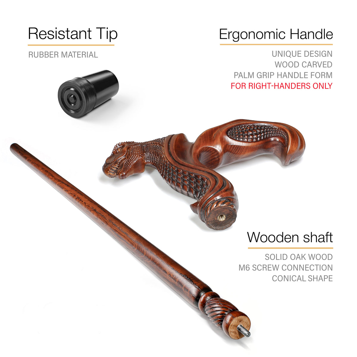 T-Rex Dinosaur: Intricate Hand-Carved, Ergonomic Grip Cane Hand Carved Artisan - Tophatter Daily Deals