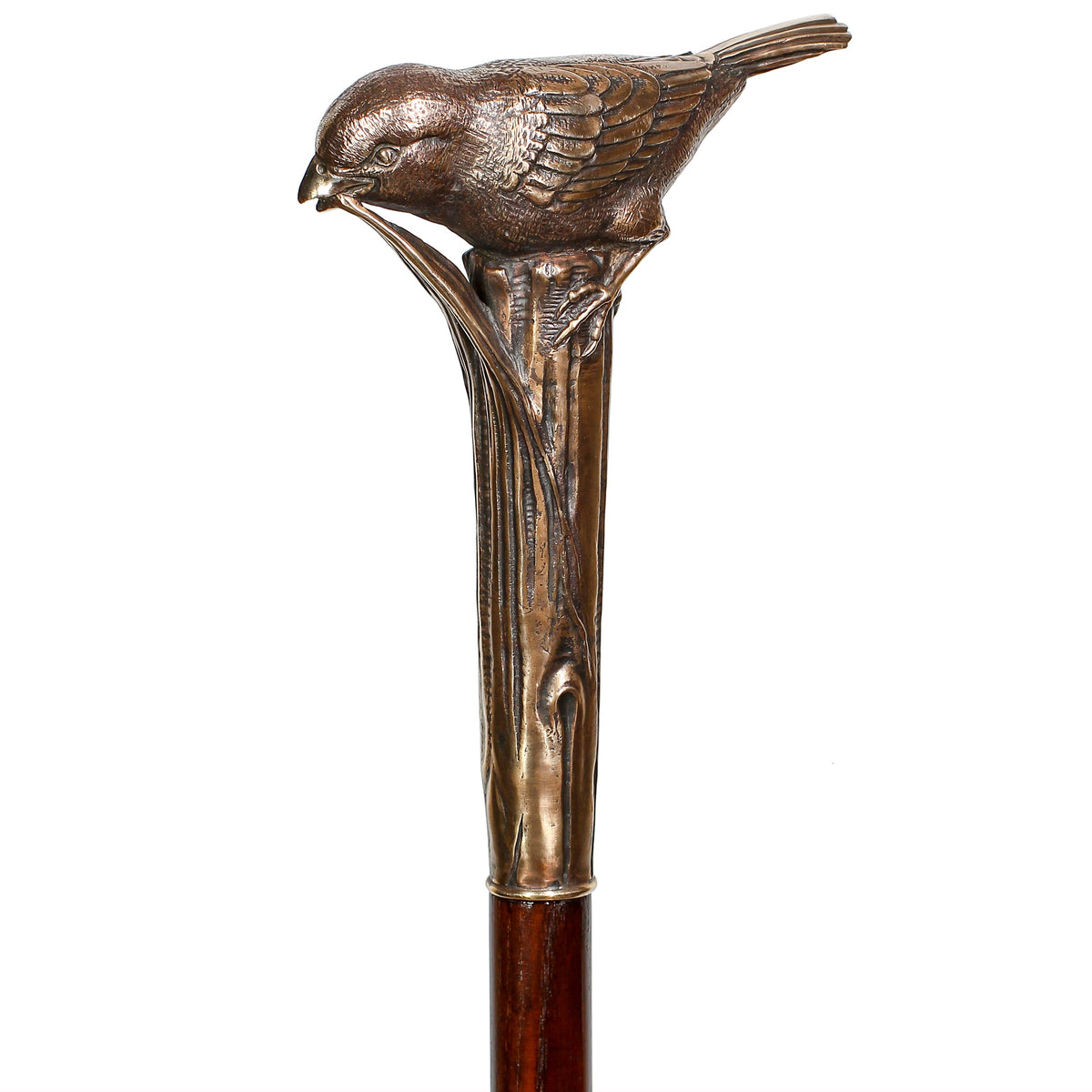 Sparrow Bird: Casted Bronze Artisan Intricate Walking Cane Hand Carved Artisan - Tophatter Daily Deals