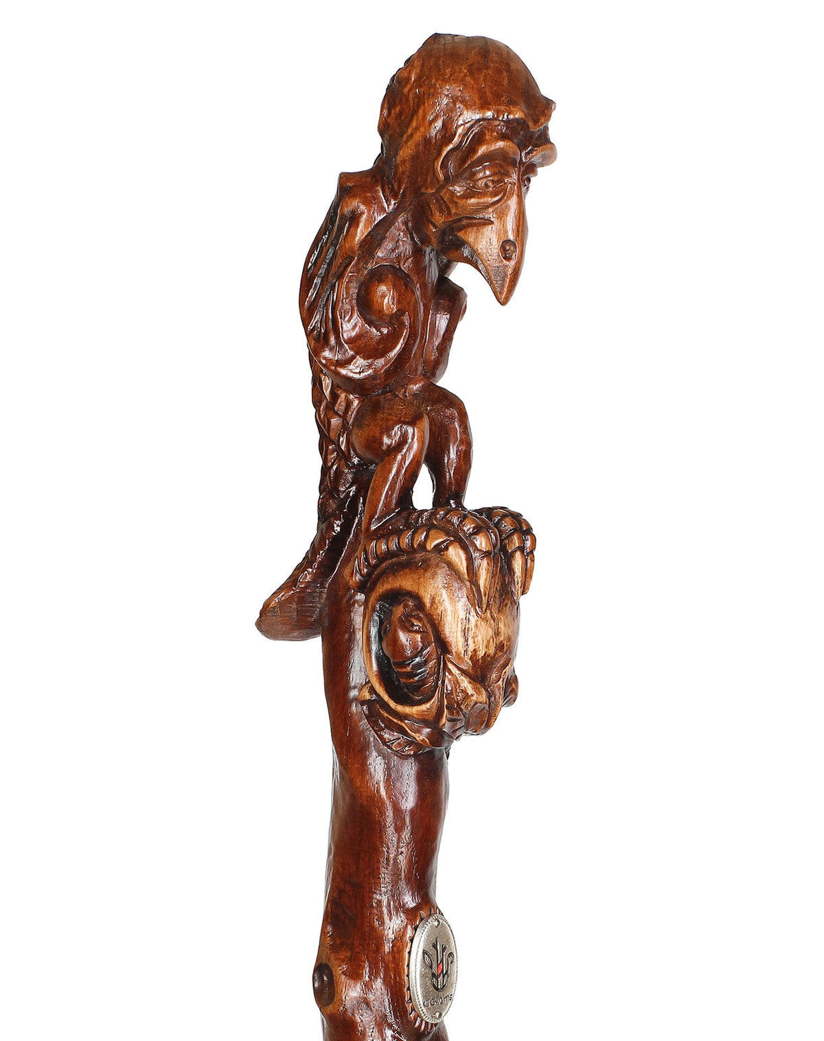 Sad Griffin Raven Bird Artisan Intricate Hand-Carved Walking Cane Hand Carved Artisan - Tophatter Daily Deals