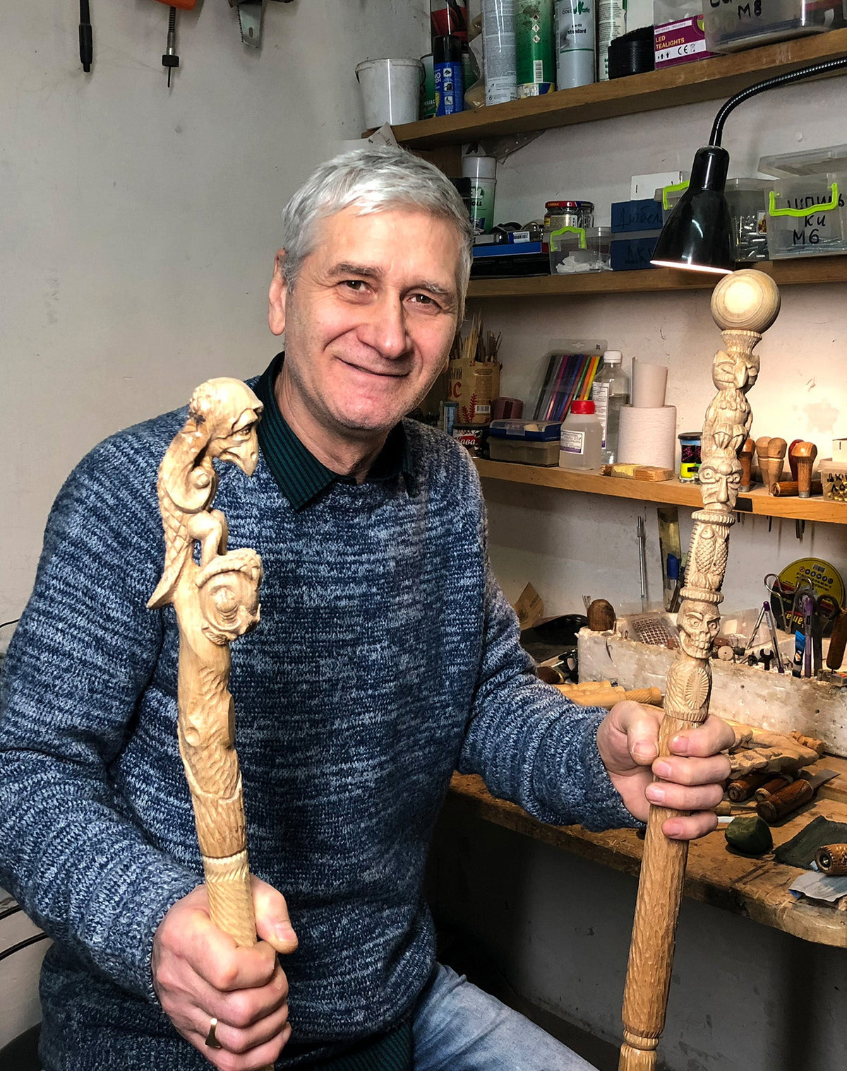 Sad Griffin Raven Bird Artisan Intricate Hand-Carved Walking Cane Hand Carved Artisan - Tophatter Daily Deals