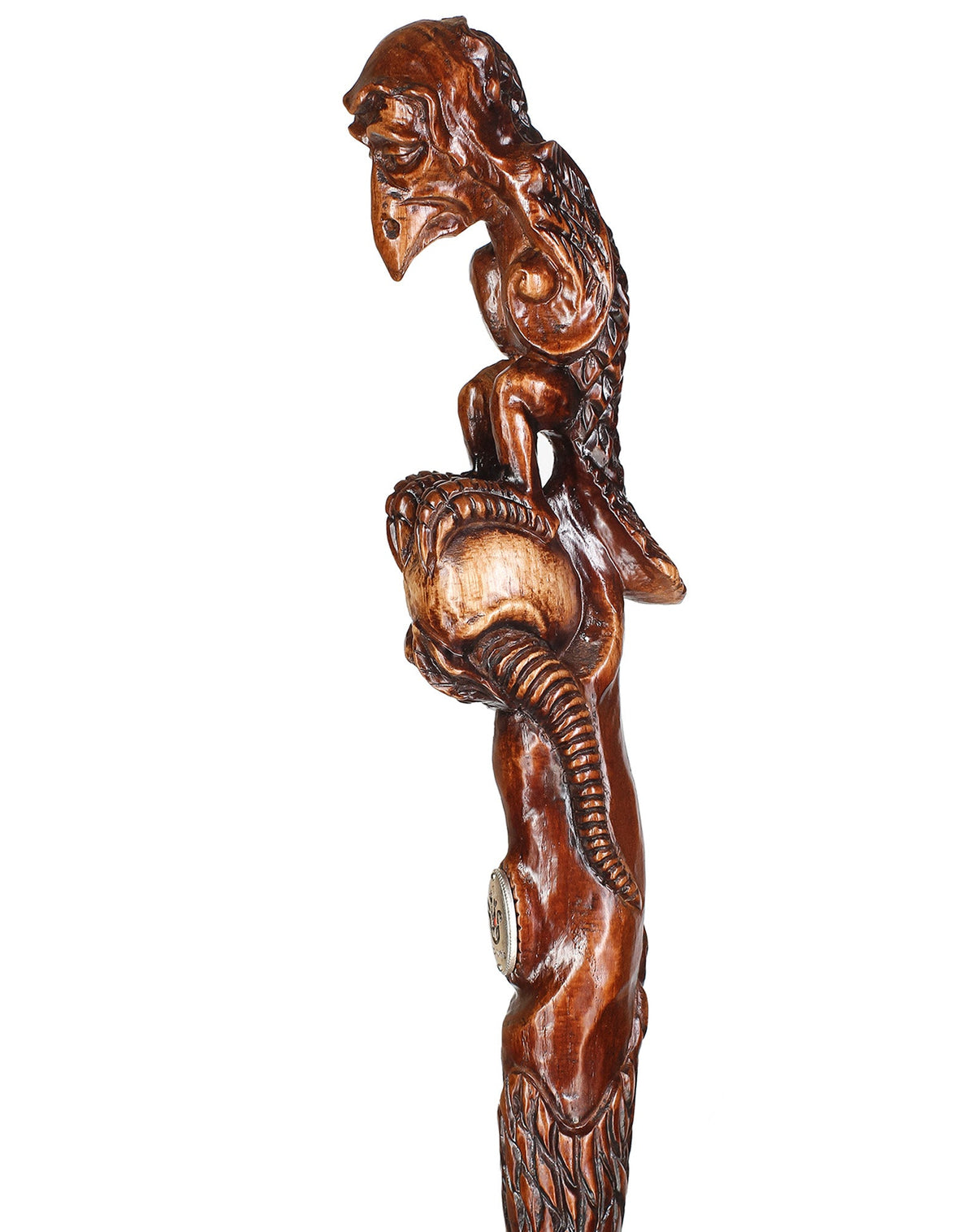 Sad Griffin Raven Bird Artisan Intricate Hand-Carved Walking Cane Hand Carved Artisan - Tophatter Daily Deals