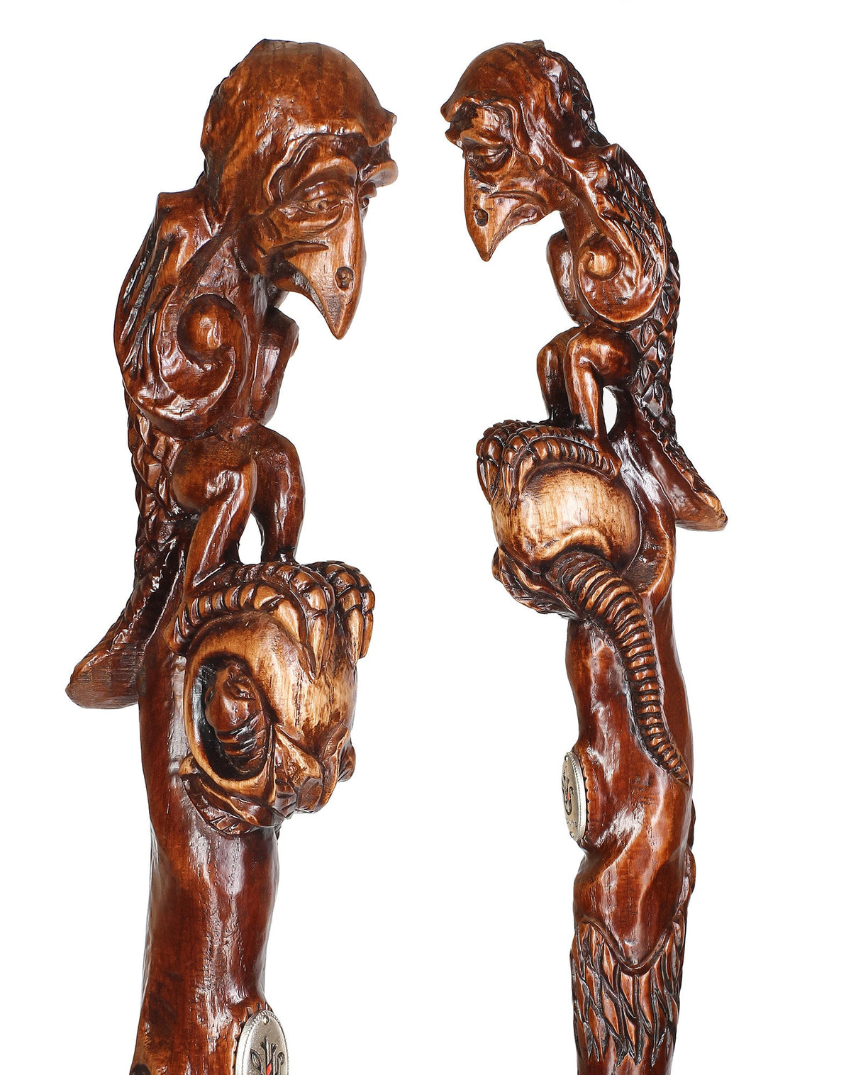 Sad Griffin Raven Bird Artisan Intricate Hand-Carved Walking Cane Hand Carved Artisan - Tophatter Daily Deals
