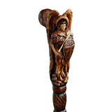 Archangel Michael Artisan Intricate Hand-Carved Walking Cane (Dark Wood) Hand Carved Artisan - Tophatter Daily Deals