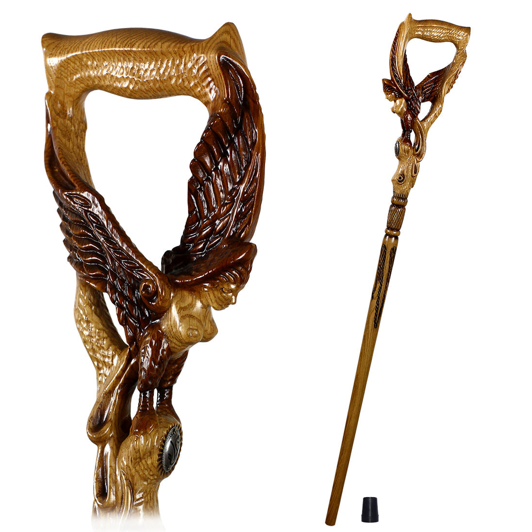 Gamayun The Prophetic Bird: Artisan Intricate Hand-Carved Cane Hand Carved Artisan - Tophatter Daily Deals
