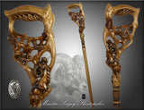 Ram & Tree Scene: Intricately Hand-Carved Artisan Cane Hand Carved Artisan - Tophatter Daily Deals