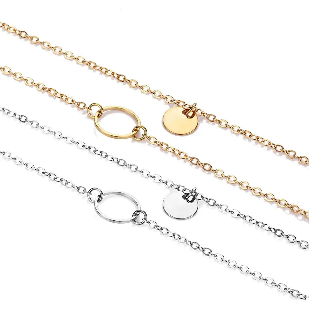 New Summer Multi Layer Sequined Choker Necklace For Women Gold Color Double Layer Round Pendant Necklace Fashion Jewelry Necklaces - Tophatter Daily Deals