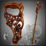 Ram & Tree Scene: Intricately Hand-Carved Artisan Cane Hand Carved Artisan - Tophatter Daily Deals