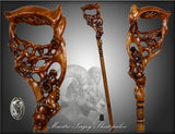 Ram & Tree Scene: Intricately Hand-Carved Artisan Cane Hand Carved Artisan - Tophatter Daily Deals