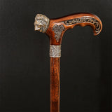 Lion Head Bronze & Wood Cane - Handcarved Artisan Craft Hand Carved Artisan - Tophatter Daily Deals