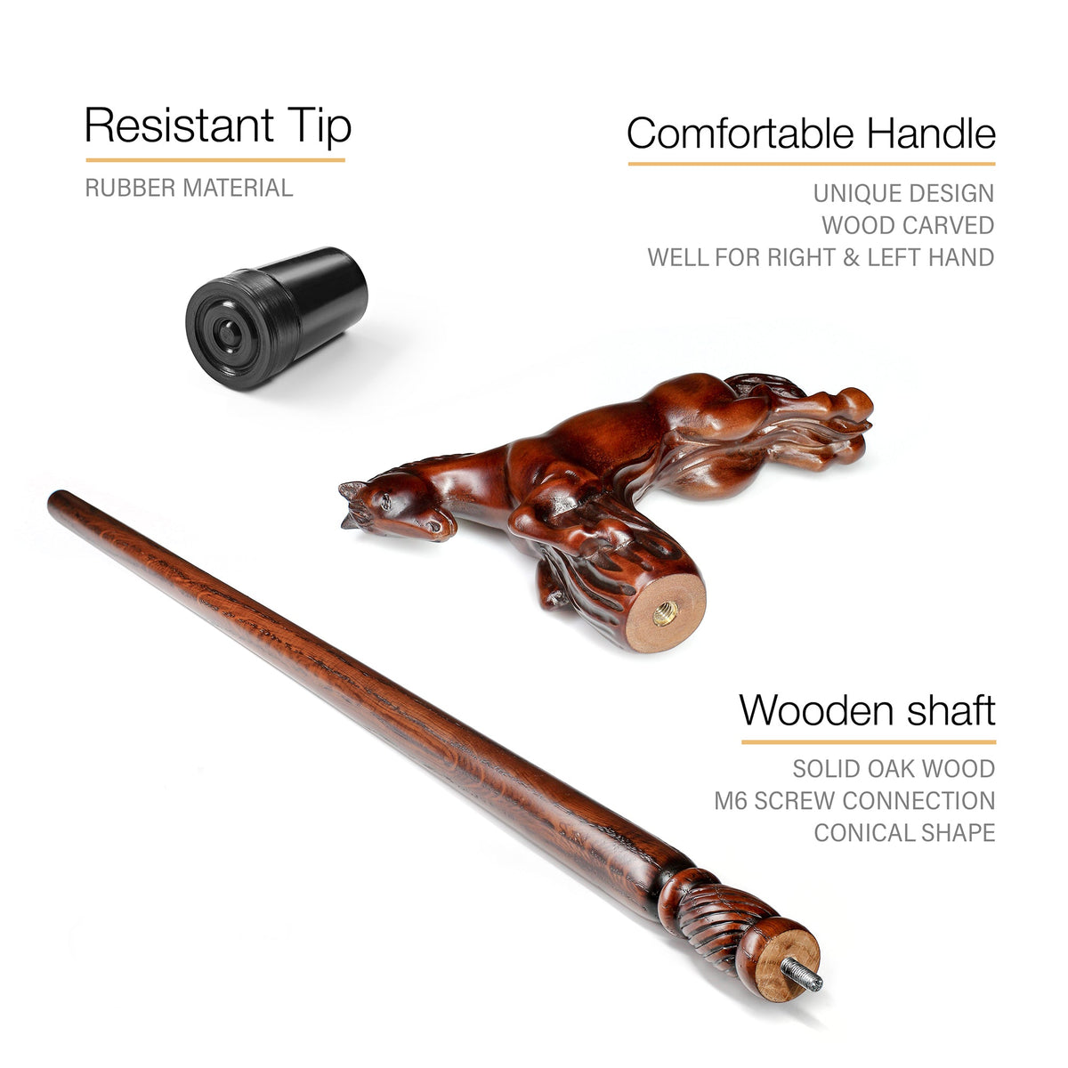 Horse Equestrian: Artisan Intricate Hand-Carved Walking Cane Hand Carved Artisan - Tophatter Daily Deals