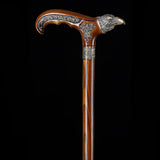 Raven Head Bronze & Wood Artisan Intricate Detail Design Cane Hand Carved Artisan - Tophatter Daily Deals