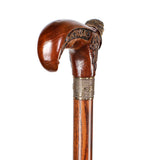 Raven Head Bronze & Wood Artisan Intricate Detail Design Cane Hand Carved Artisan - Tophatter Daily Deals