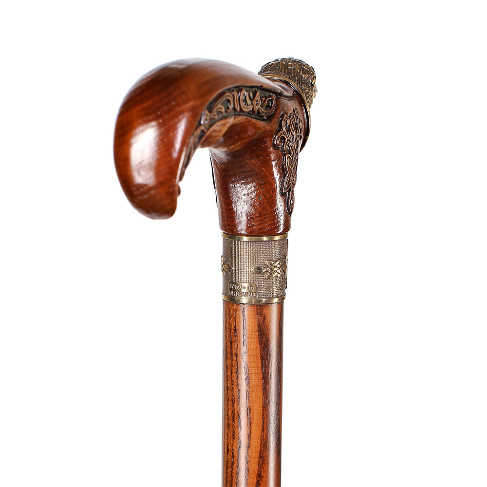 Raven Head Bronze & Wood Artisan Intricate Detail Design Cane Hand Carved Artisan - Tophatter Daily Deals