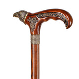 Raven Head Bronze & Wood Artisan Intricate Detail Design Cane Hand Carved Artisan - Tophatter Daily Deals