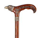 Raven Head Bronze & Wood Artisan Intricate Detail Design Cane Hand Carved Artisan - Tophatter Daily Deals