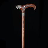 Tiger Head Bronze & Wood Artisan Intricate Detail Design Cane Hand Carved Artisan - Tophatter Daily Deals