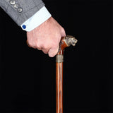 Tiger Head Bronze & Wood Artisan Intricate Detail Design Cane Hand Carved Artisan - Tophatter Daily Deals