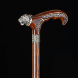 Tiger Head Bronze & Wood Artisan Intricate Detail Design Cane Hand Carved Artisan - Tophatter Daily Deals