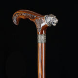 Tiger Head Bronze & Wood Artisan Intricate Detail Design Cane Hand Carved Artisan - Tophatter Daily Deals