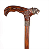 Tiger Head Bronze & Wood Artisan Intricate Detail Design Cane Hand Carved Artisan - Tophatter Daily Deals