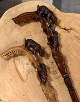 Mama Bear with Baby Bear: Artisan Intricate Hand-Carved Cane Hand Carved Artisan - Tophatter Daily Deals