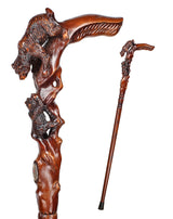 Mama Bear with Baby Bear: Artisan Intricate Hand-Carved Cane Dark Wood Hand Carved Artisan - Tophatter Daily Deals