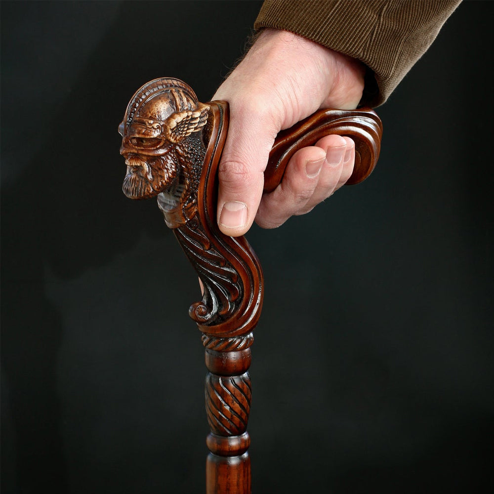 Viking Corsair: Artisan Intricate Hand-Carved Cane (Right Hand) Hand Carved Artisan - Tophatter Daily Deals