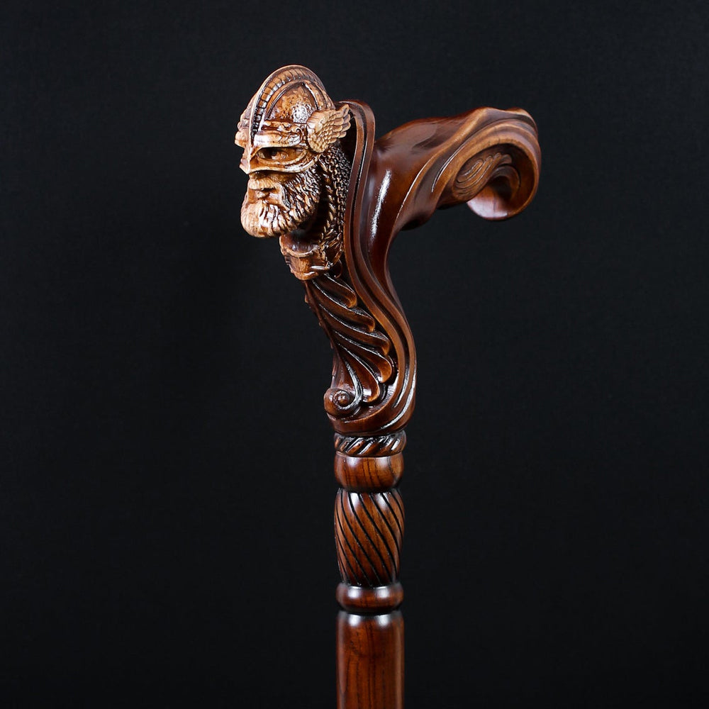 Viking Corsair: Artisan Intricate Hand-Carved Cane (Right Hand) Hand Carved Artisan - Tophatter Daily Deals