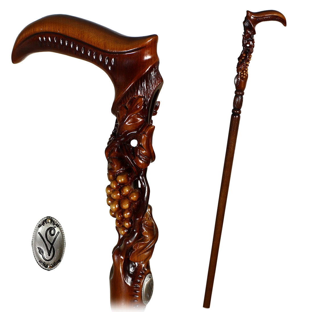 Vineyard Grape and Vines: Artisan Intricate Hand-Carved Cane Hand Carved Artisan - Tophatter Daily Deals