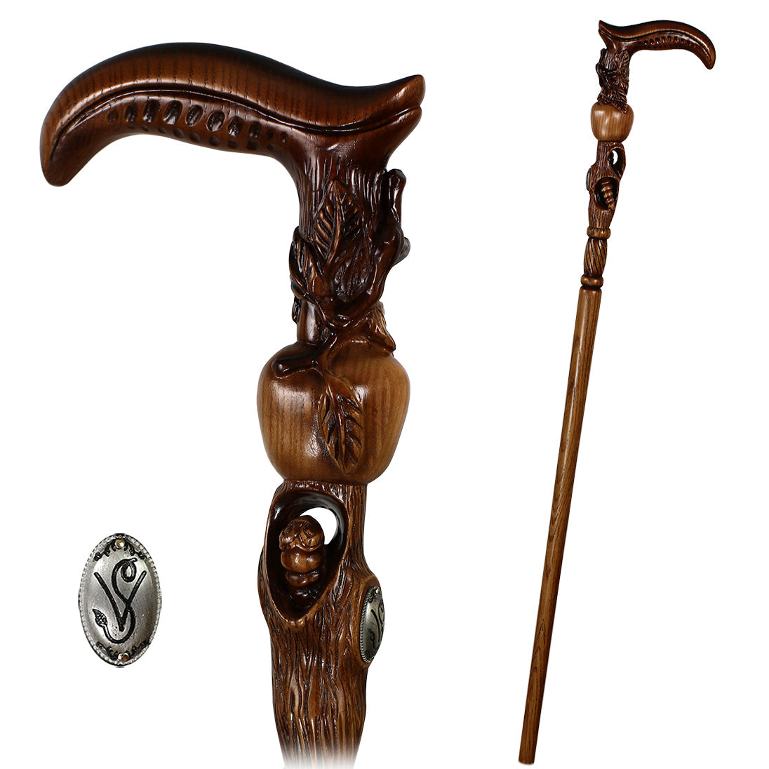 Apple Tree Teacher Artisan Intricate Hand-Carved Walking Cane Hand Carved Artisan - Tophatter Daily Deals