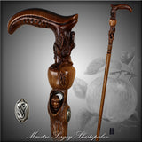 Apple Tree Teacher Artisan Intricate Hand-Carved Walking Cane Hand Carved Artisan - Tophatter Daily Deals