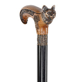 Kitty Head: Bronze & Wood Artisan Intricate Design Cane Hand Carved Artisan - Tophatter Daily Deals