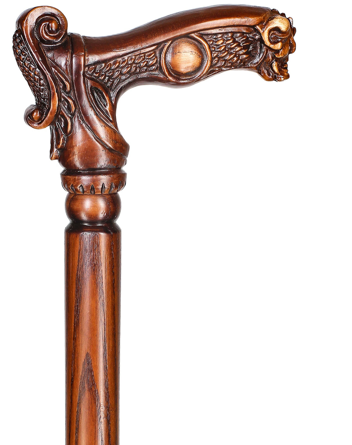 Boar Head: Artisan Intricate Detail Hand-Carved Walking Cane Hand Carved Artisan - Tophatter Daily Deals