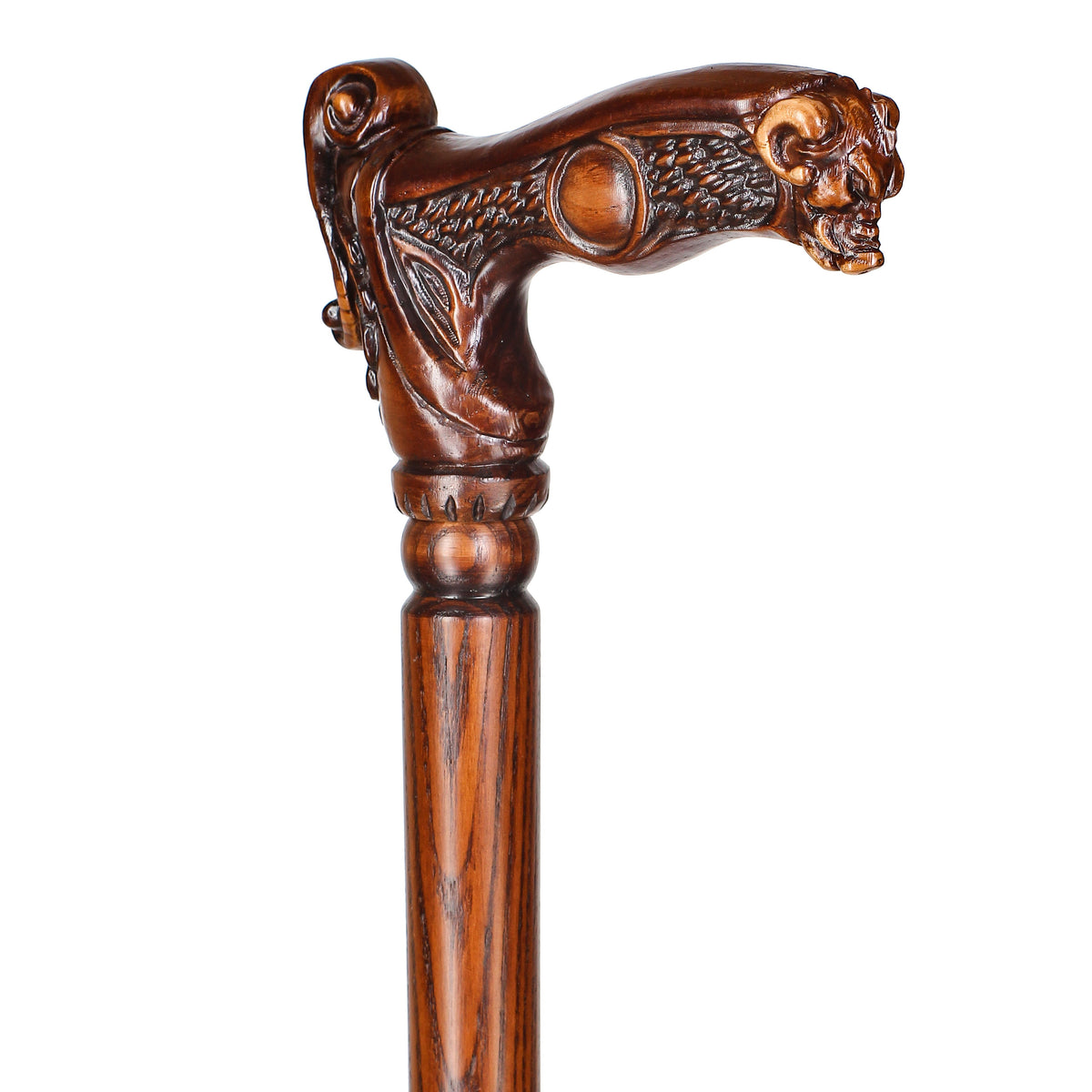 Boar Head: Artisan Intricate Detail Hand-Carved Walking Cane Hand Carved Artisan - Tophatter Daily Deals