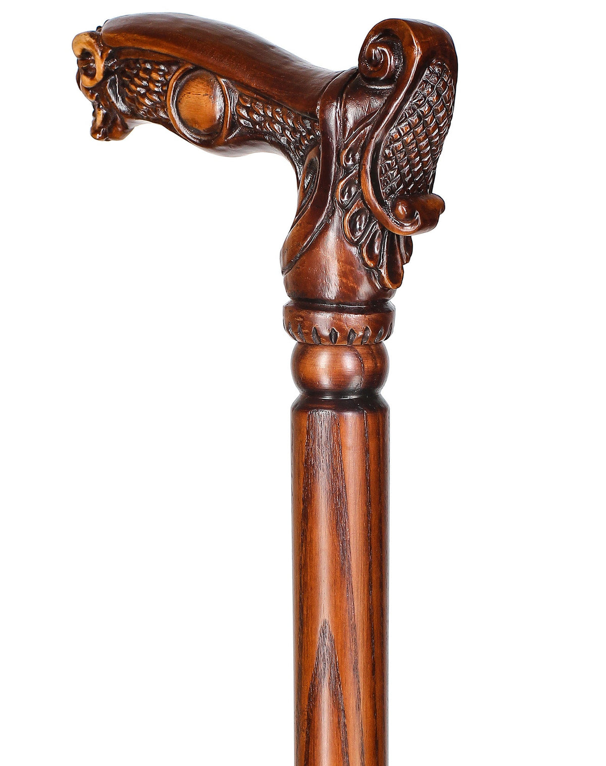 Boar Head: Artisan Intricate Detail Hand-Carved Walking Cane Hand Carved Artisan - Tophatter Daily Deals