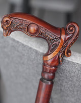 Boar Head: Artisan Intricate Detail Hand-Carved Walking Cane Hand Carved Artisan - Tophatter Daily Deals