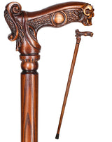 Boar Head: Artisan Intricate Detail Hand-Carved Walking Cane Hand Carved Artisan - Tophatter Daily Deals