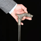 Wolf Victorian Style Silver Plated Artisan Intricate Handcarved Cane Hand Carved Artisan - Tophatter Daily Deals