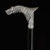 Wolf Victorian Style Silver Plated Artisan Intricate Handcarved Cane Hand Carved Artisan - Tophatter Daily Deals