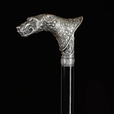 Wolf Victorian Style Silver Plated Artisan Intricate Handcarved Cane Hand Carved Artisan - Tophatter Daily Deals