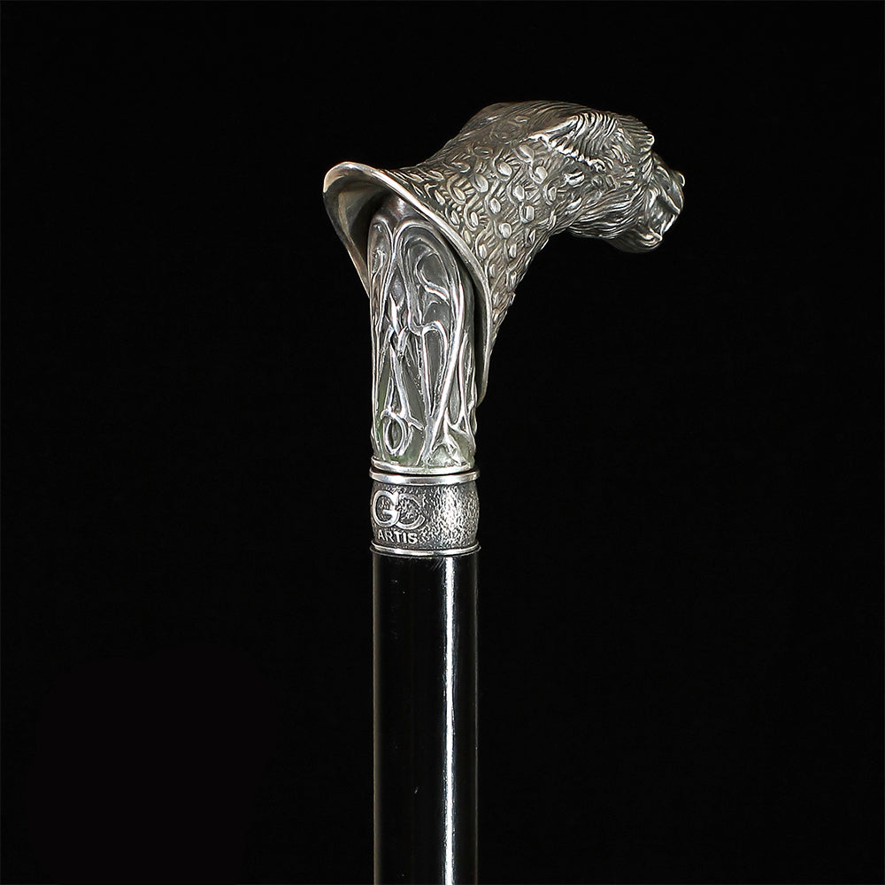 Wolf Victorian Style Silver Plated Artisan Intricate Handcarved Cane Hand Carved Artisan - Tophatter Daily Deals