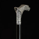 Wolf Victorian Style Silver Plated Artisan Intricate Handcarved Cane Hand Carved Artisan - Tophatter Daily Deals